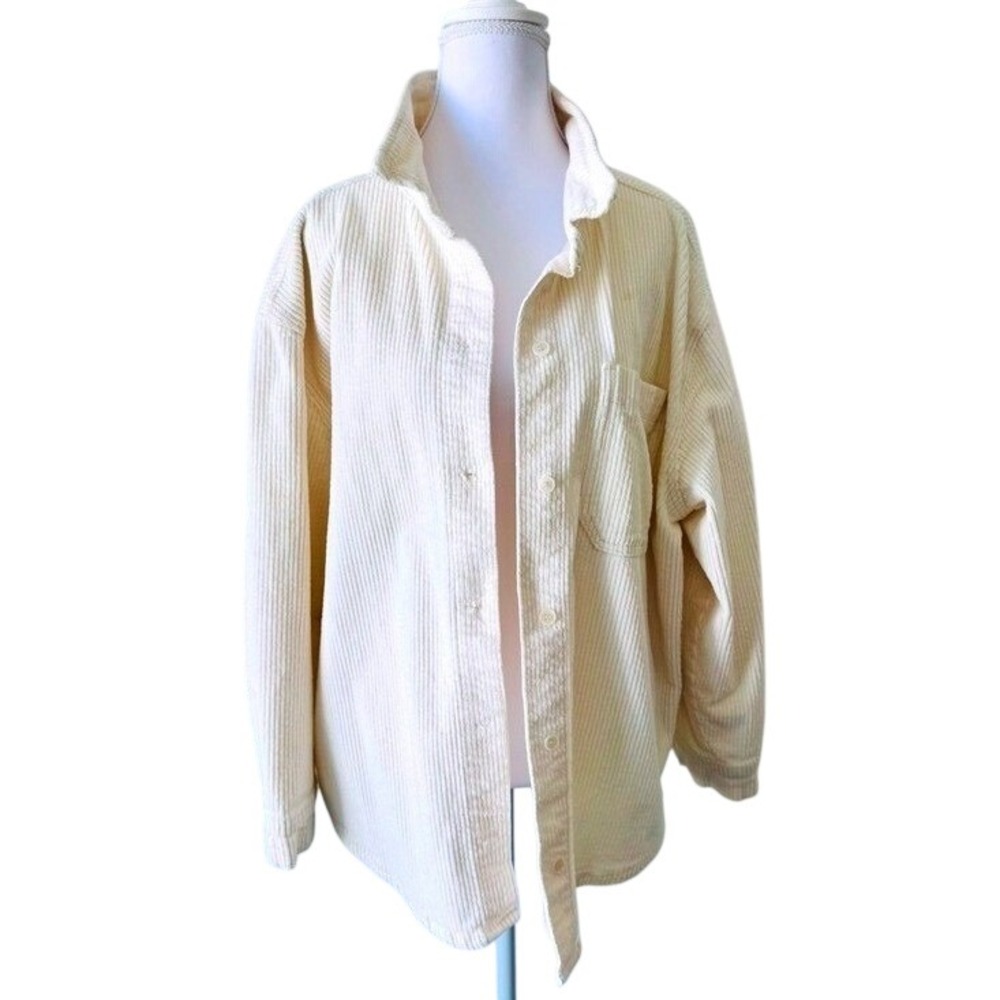 Corduroy Oversized Button-Down Shirt‎ Cream BP Sz Sm